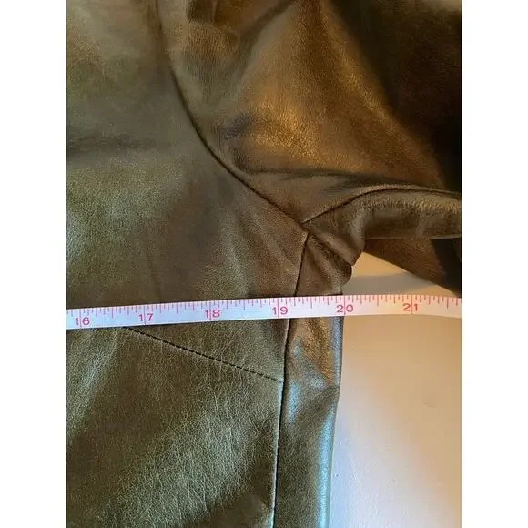 Gap Y2K Leather Blazer Jacket Olive Green Medium - Picture 8 of 9